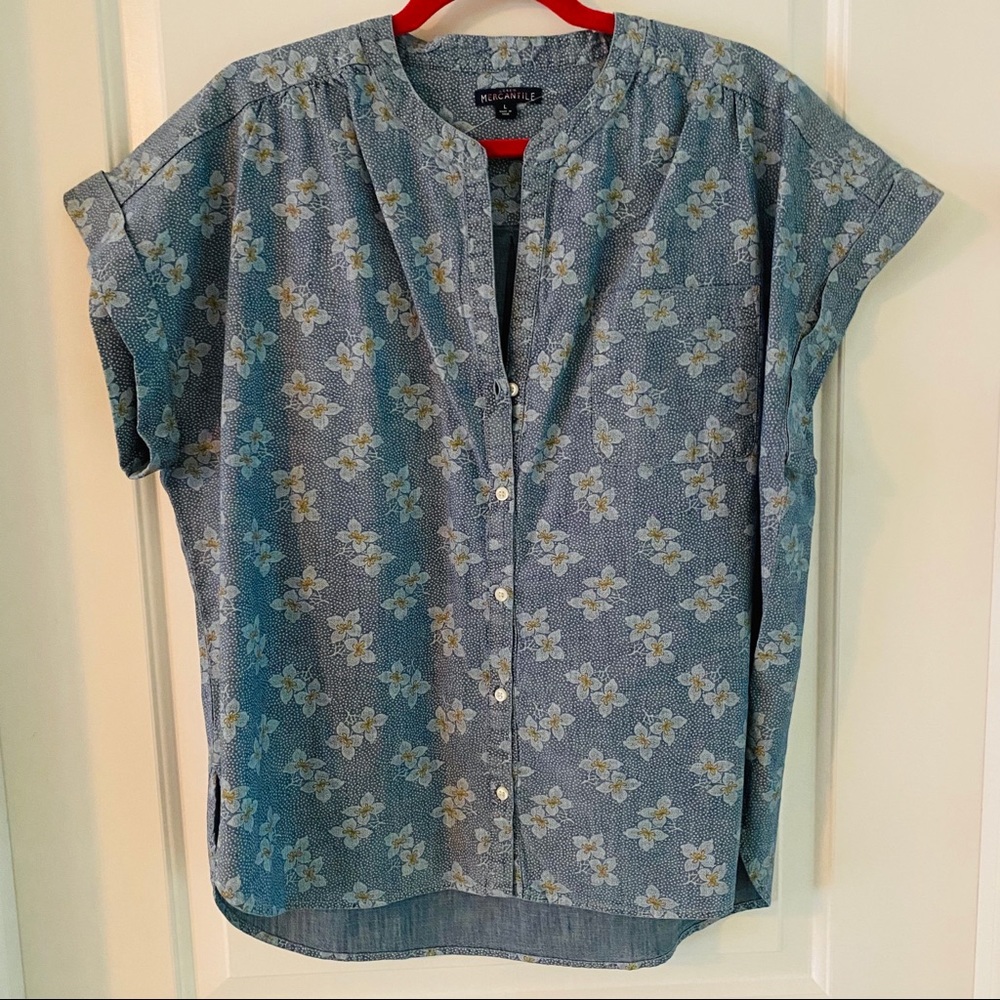 J Crew Floral Chambray Top